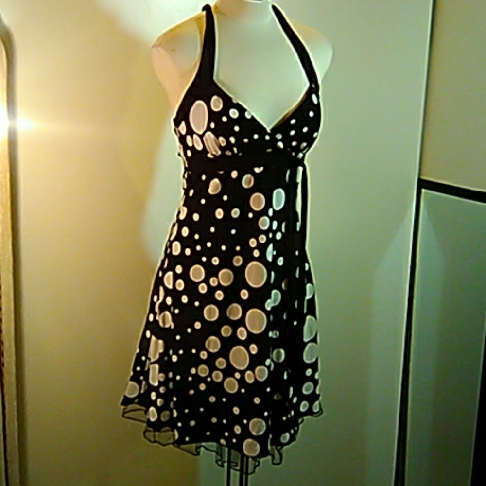 BCX USA RETRO VINTAGE POLKA DOT HALTER DRESS